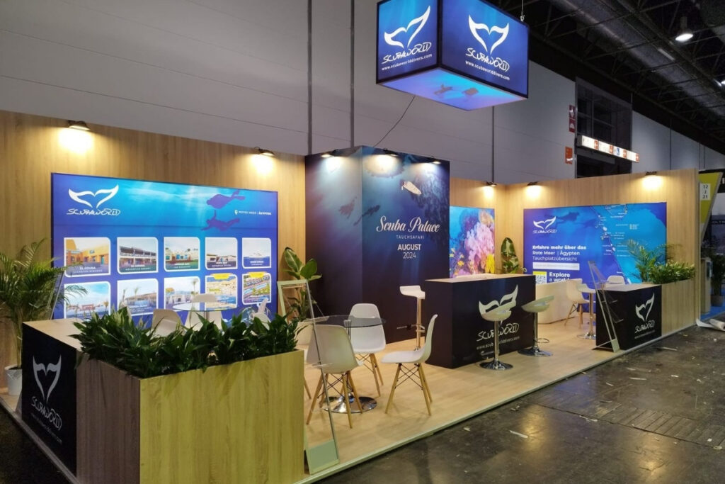 40 m² custom exhibition stand for Scuba World Divers at boot Düsseldorf in Düsseldorf, Germany